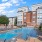 a swimming pool in a courtyard