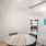 a table in a room with a glass wall